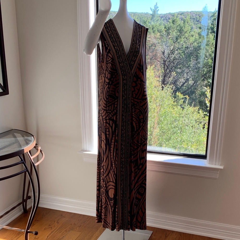Soft Surroundings Brown and Black Patterned Maxi Dress